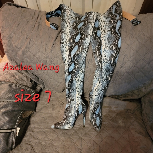 Azelea Wang heel boots knee high 7 - Picture 2 of 2